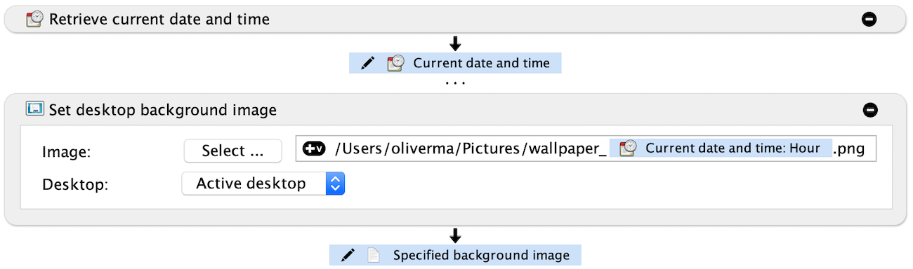 Workflow that changes the desktop wallpaper every hour Workflow that changes the desktop wallpaper every hour