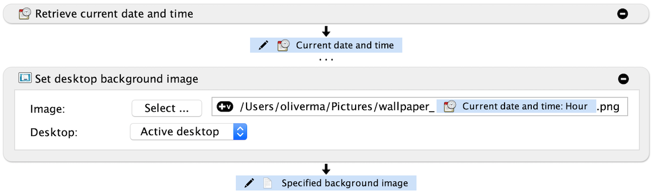 Workflow that changes the desktop wallpaper every hour